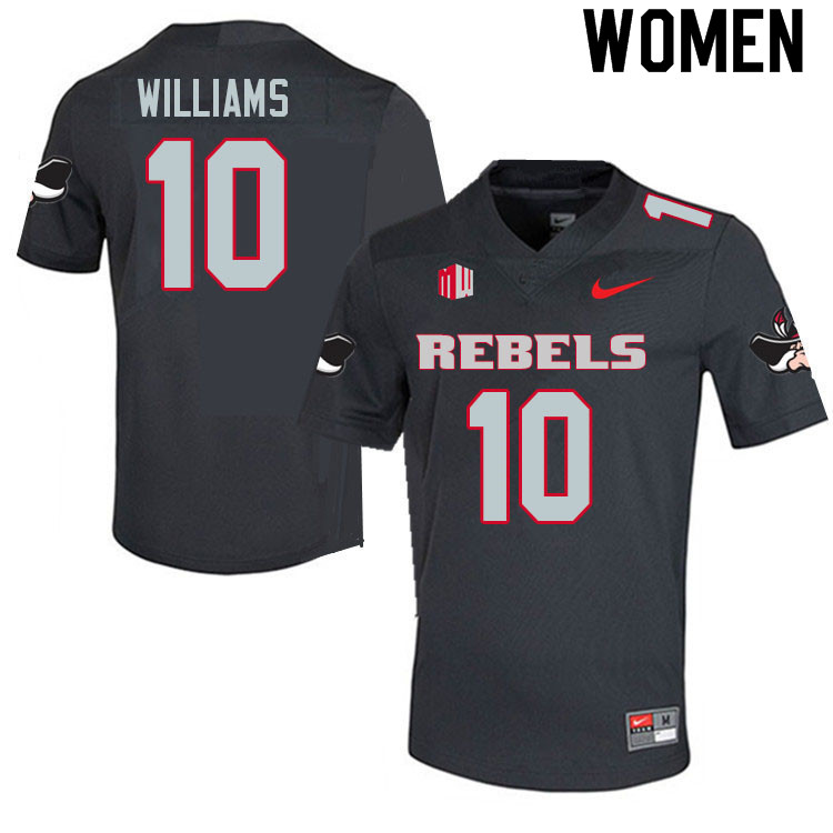 Women #10 Nick Williams UNLV Rebels College Football Jerseys Sale-Charcoal - Click Image to Close